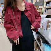 Casual Cropped Cute Colors Denim Jacket